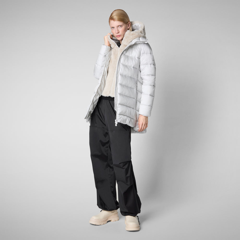 Save the duck PIUMINO ANIMAL FREE CON CAPPUCCIO DONNA MATILDA GRIGIO NEBBIA Novità