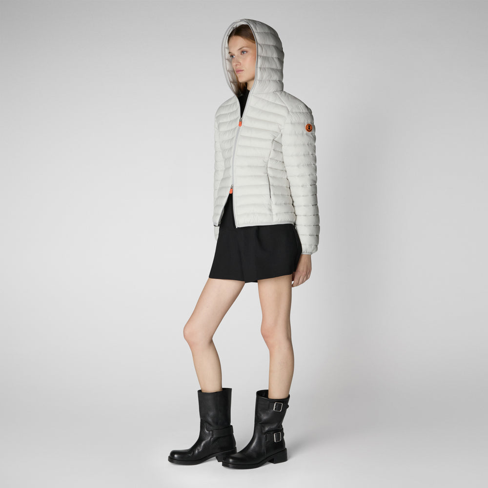 Save the duck PIUMINO ANIMAL FREE CON CAPPUCCIO DONNA DAISY GRIGIO GHIACCIO Presa