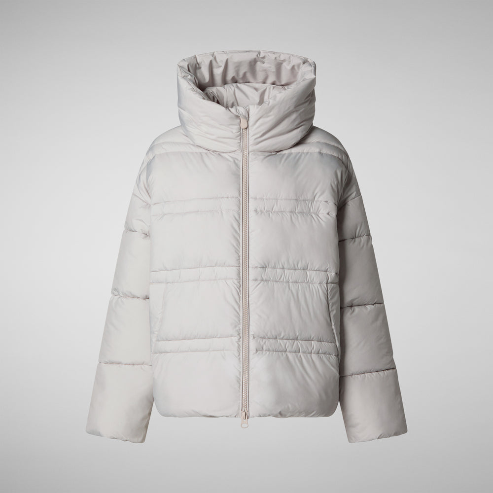 Save the duck PIUMINO ANIMAL FREE CON CAPPUCCIO DONNA KERI BEIGE CHIARO Sconto