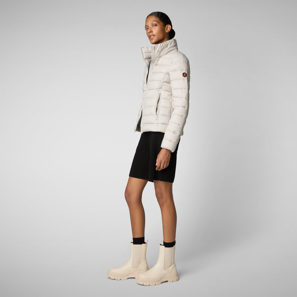 Save the duck PIUMINO ANIMAL FREE CON CAPPUCCIO DONNA AMELIE BEIGE CHIARO Pezzi Unici