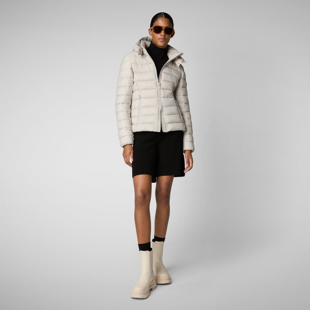 Save the duck PIUMINO ANIMAL FREE CON CAPPUCCIO DONNA AMELIE BEIGE CHIARO Pezzi Unici