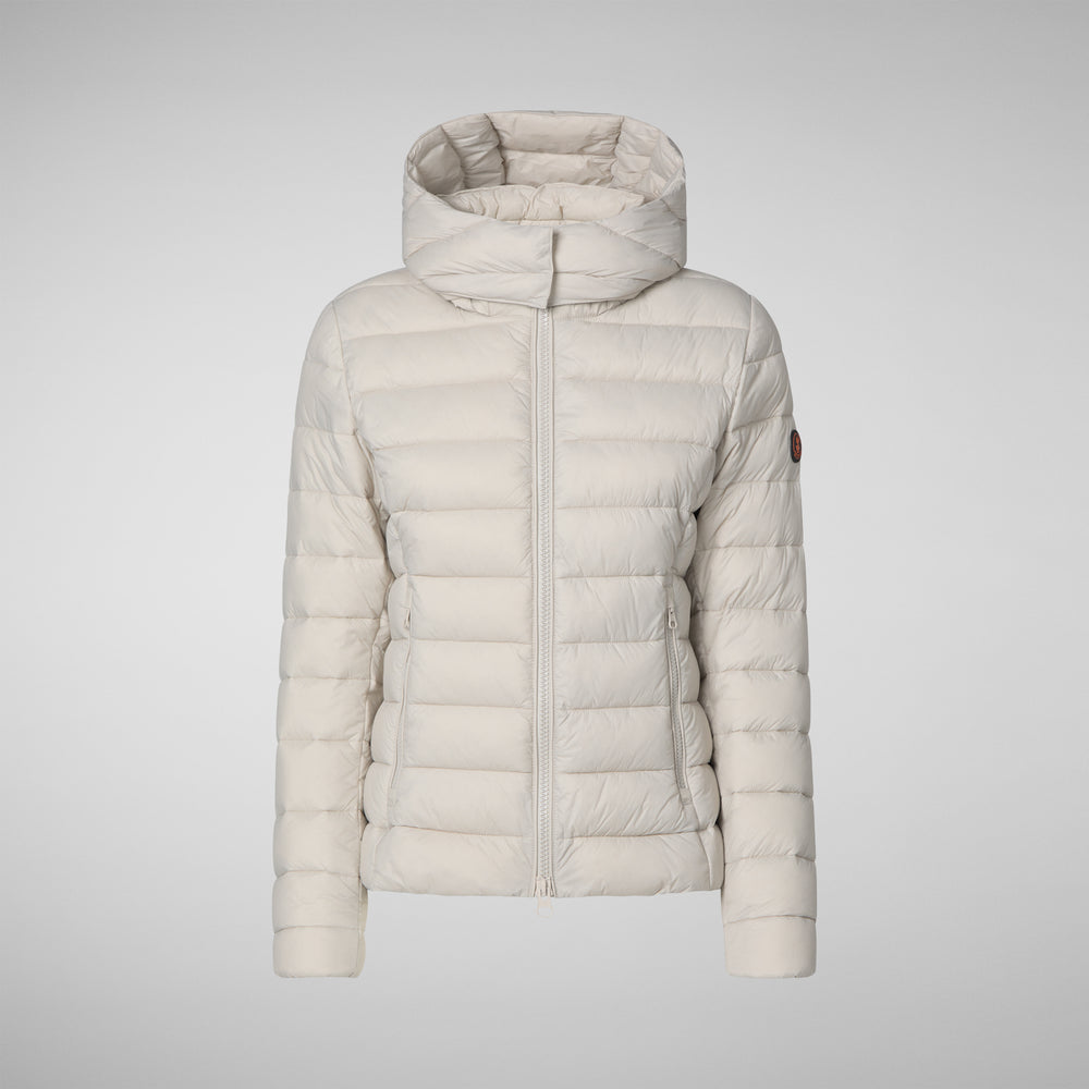 Save the duck PIUMINO ANIMAL FREE CON CAPPUCCIO DONNA AMELIE BEIGE CHIARO Pezzi Unici