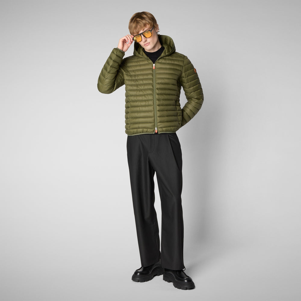 Save the duck Piumino animal free con cappuccio uomo Donald Verde oliva Soddisfazione Garantita