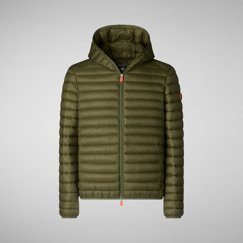 Save the duck Piumino animal free con cappuccio uomo Donald Verde oliva Soddisfazione Garantita