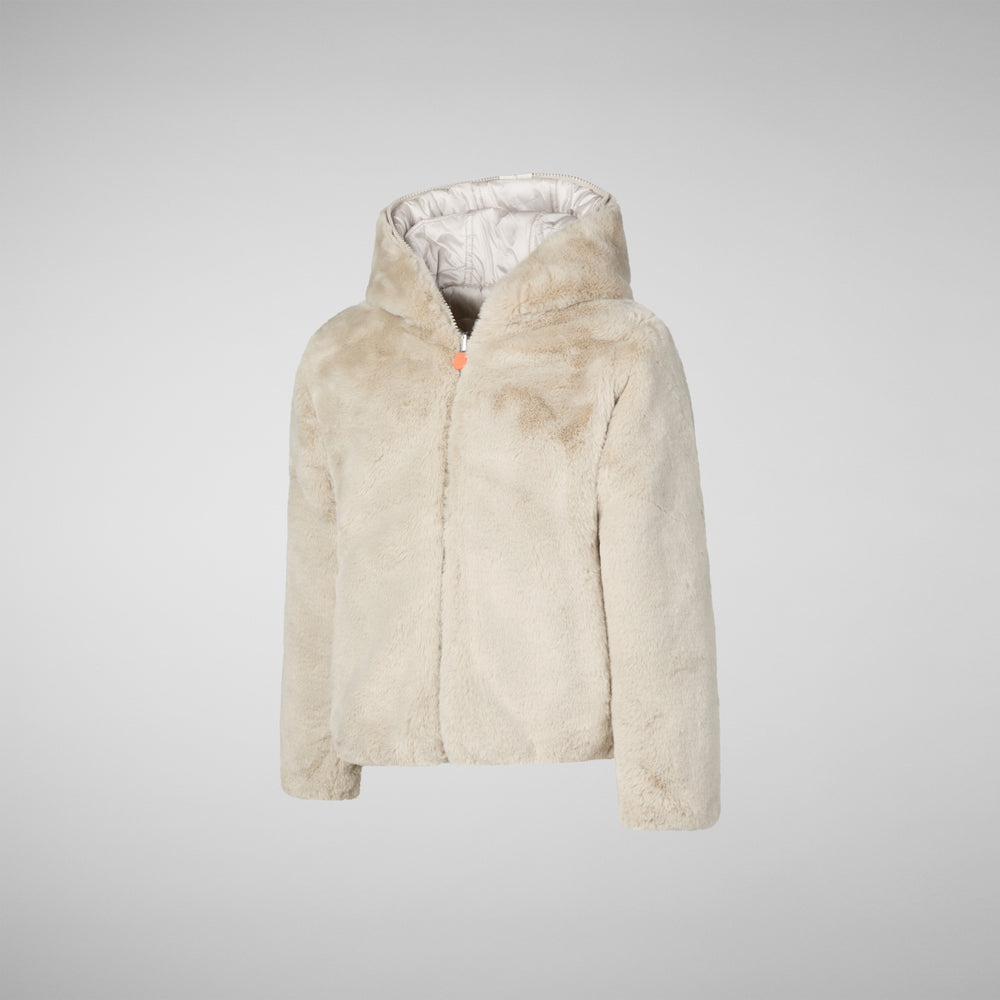 Save the duck GIACCA CON CAPPUCCIO BAMBINA CHLOE RAINY BEIGE Fino Al -60%