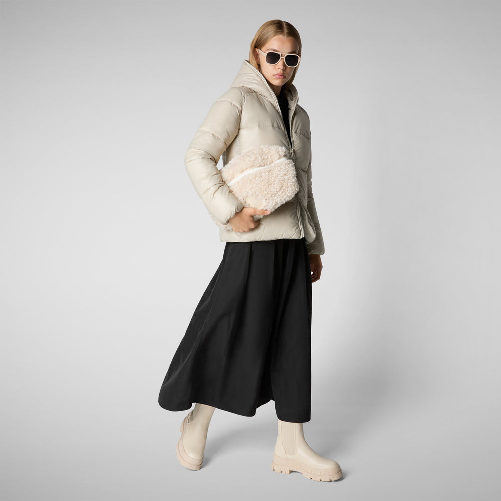 Save the duck PIUMINO ANIMAL FREE CON CAPPUCCIO DONNA LOIS RAINY BEIGE Presa