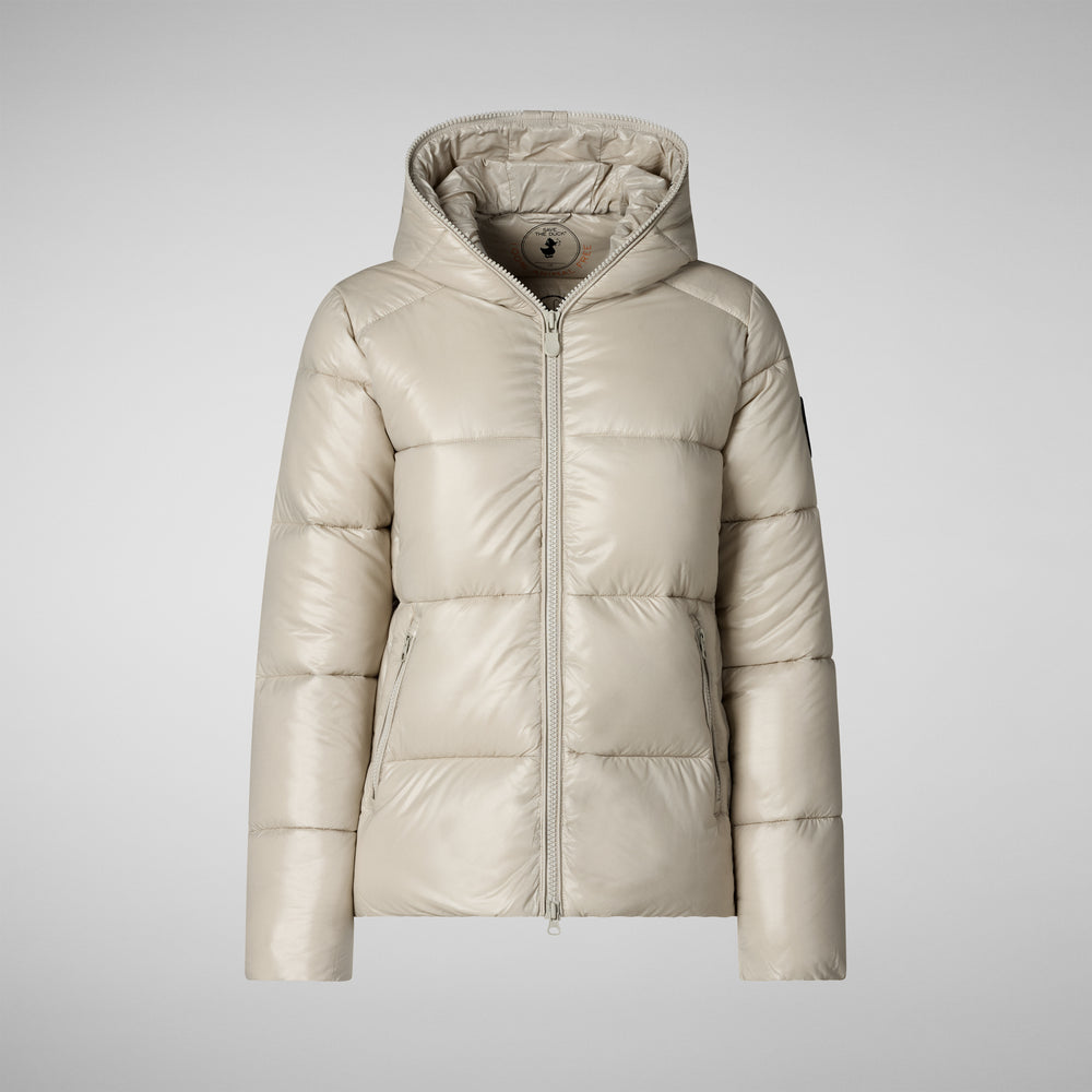 Save the duck PIUMINO ANIMAL FREE CON CAPPUCCIO DONNA LOIS RAINY BEIGE Presa