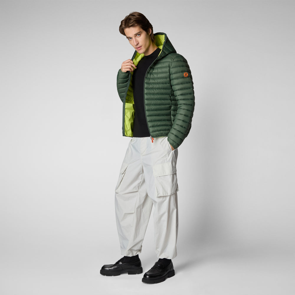 Save the duck PIUMINO ANIMAL FREE CON CAPPUCCIO UOMO DONALD VERDE TIMO Spedizione Gratuita