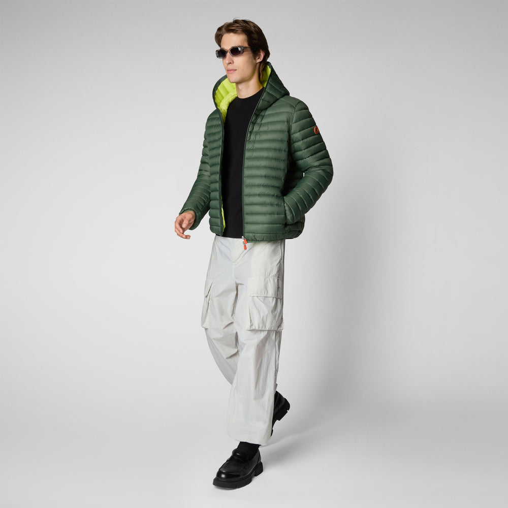 Save the duck PIUMINO ANIMAL FREE CON CAPPUCCIO UOMO DONALD VERDE TIMO Spedizione Gratuita