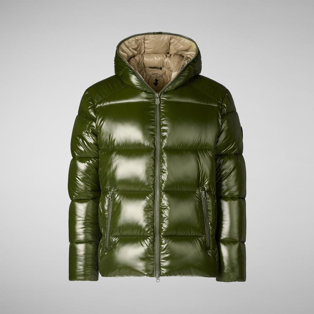 Save the duck PIUMINO ANIMAL FREE CON CAPPUCCIO UOMO EDGARD VERDE BOSCO Consegna Veloce
