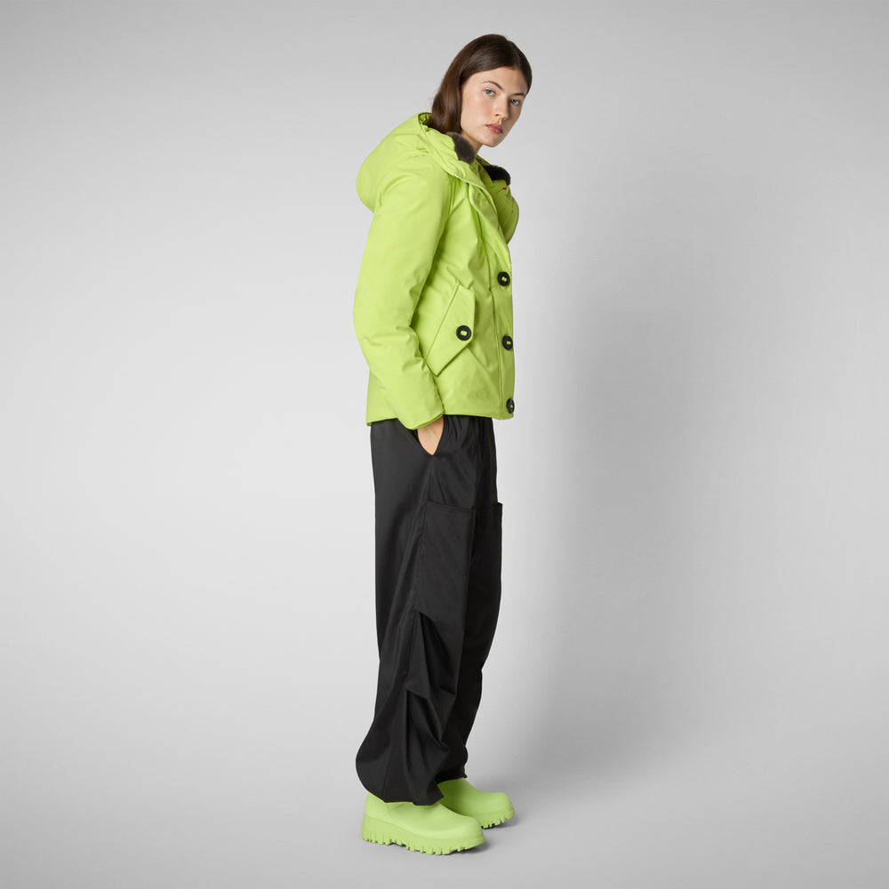 Save the duck PARKA DONNA CON CAPPUCCIO SHANON VERDE LIME Vendita Calda