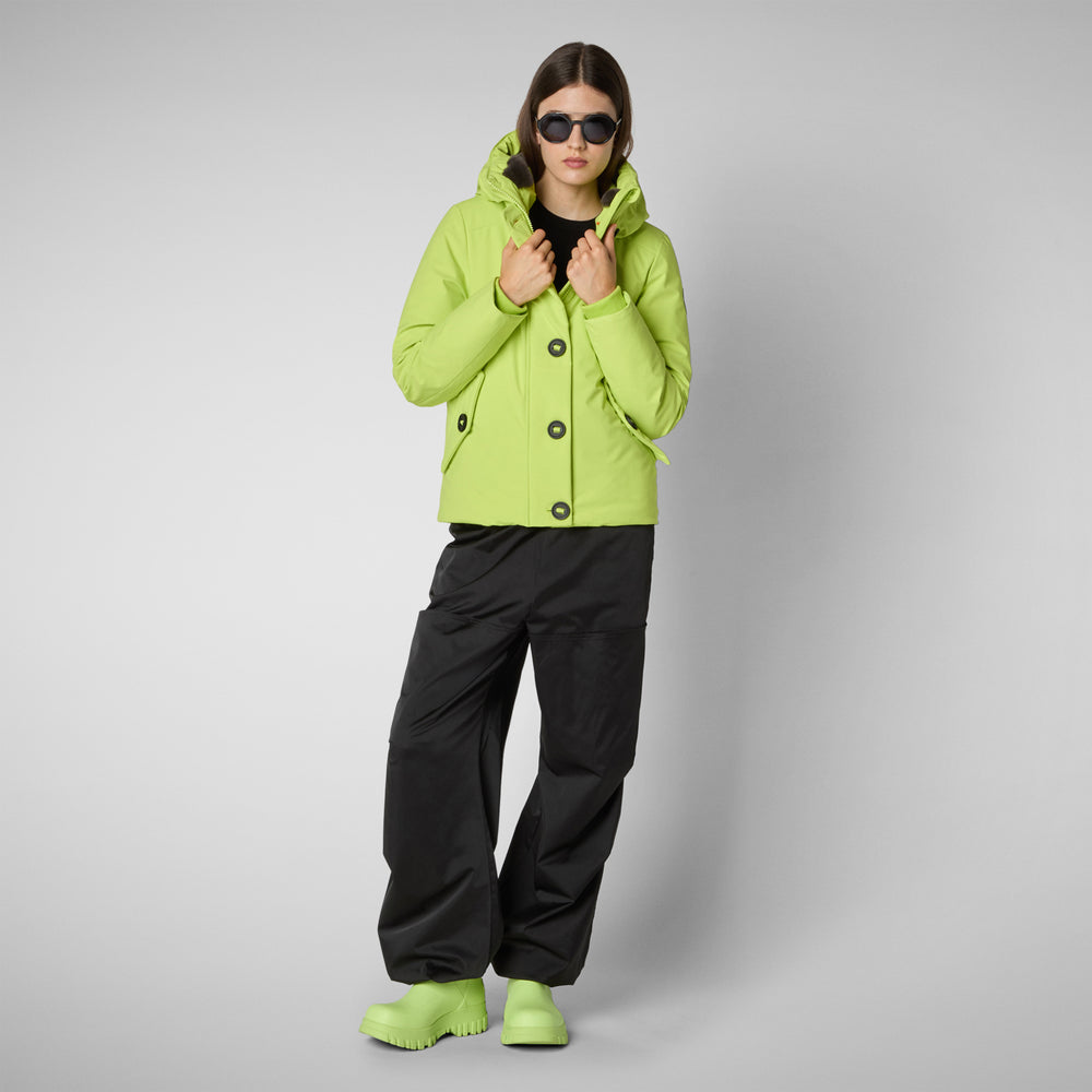 Save the duck PARKA DONNA CON CAPPUCCIO SHANON VERDE LIME Vendita Calda