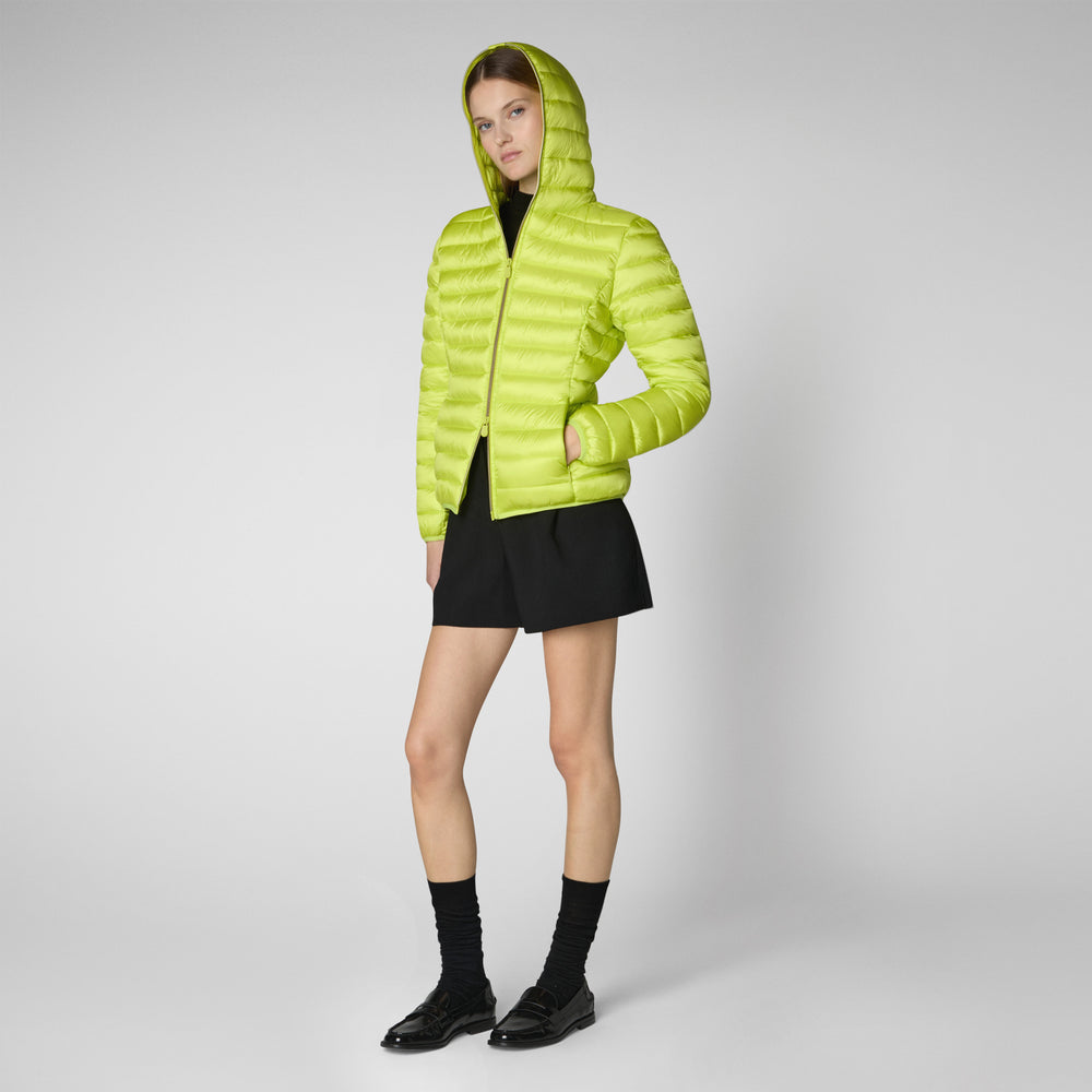 Save the duck PIUMINO ANIMAL FREE CON CAPPUCCIO DONNA ALEXIS VERDE LIME Vendite Flash