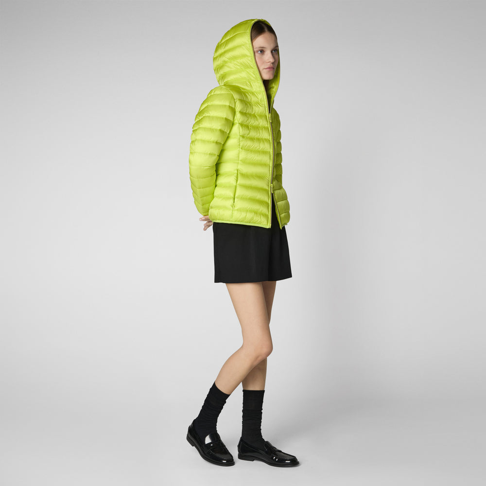 Save the duck PIUMINO ANIMAL FREE CON CAPPUCCIO DONNA ALEXIS VERDE LIME Vendite Flash