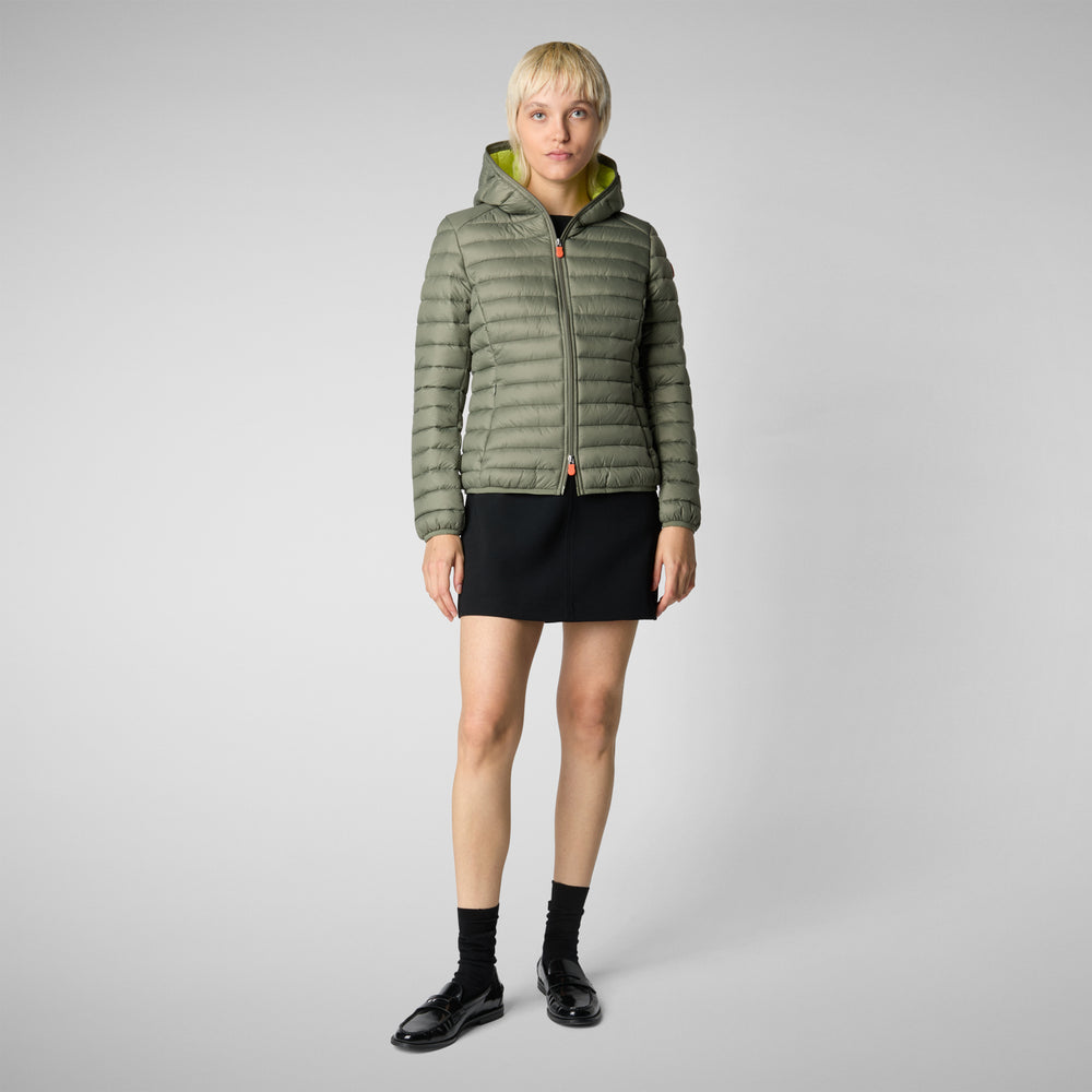 Save the duck PIUMINO ANIMAL FREE CON CAPPUCCIO DONNA DAISY VERDE LIME 2025