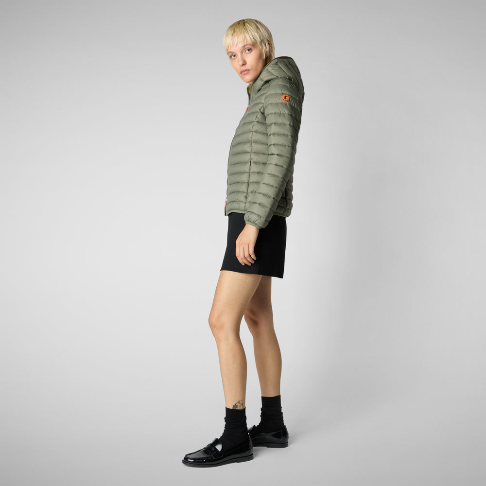 Save the duck PIUMINO ANIMAL FREE CON CAPPUCCIO DONNA DAISY VERDE LIME 2025