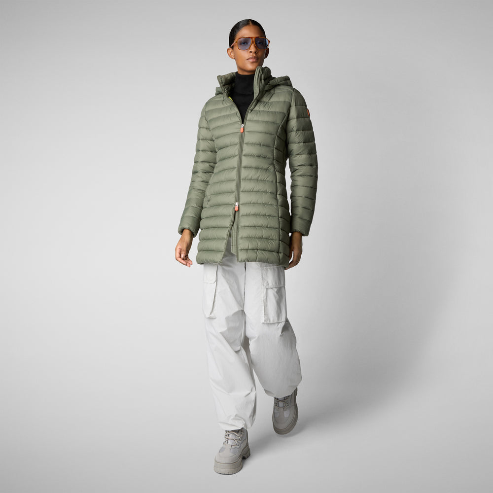 Save the duck PIUMINO ANIMAL FREE CON CAPPUCCIO DONNA CAROL VERDE PALUDE Italy