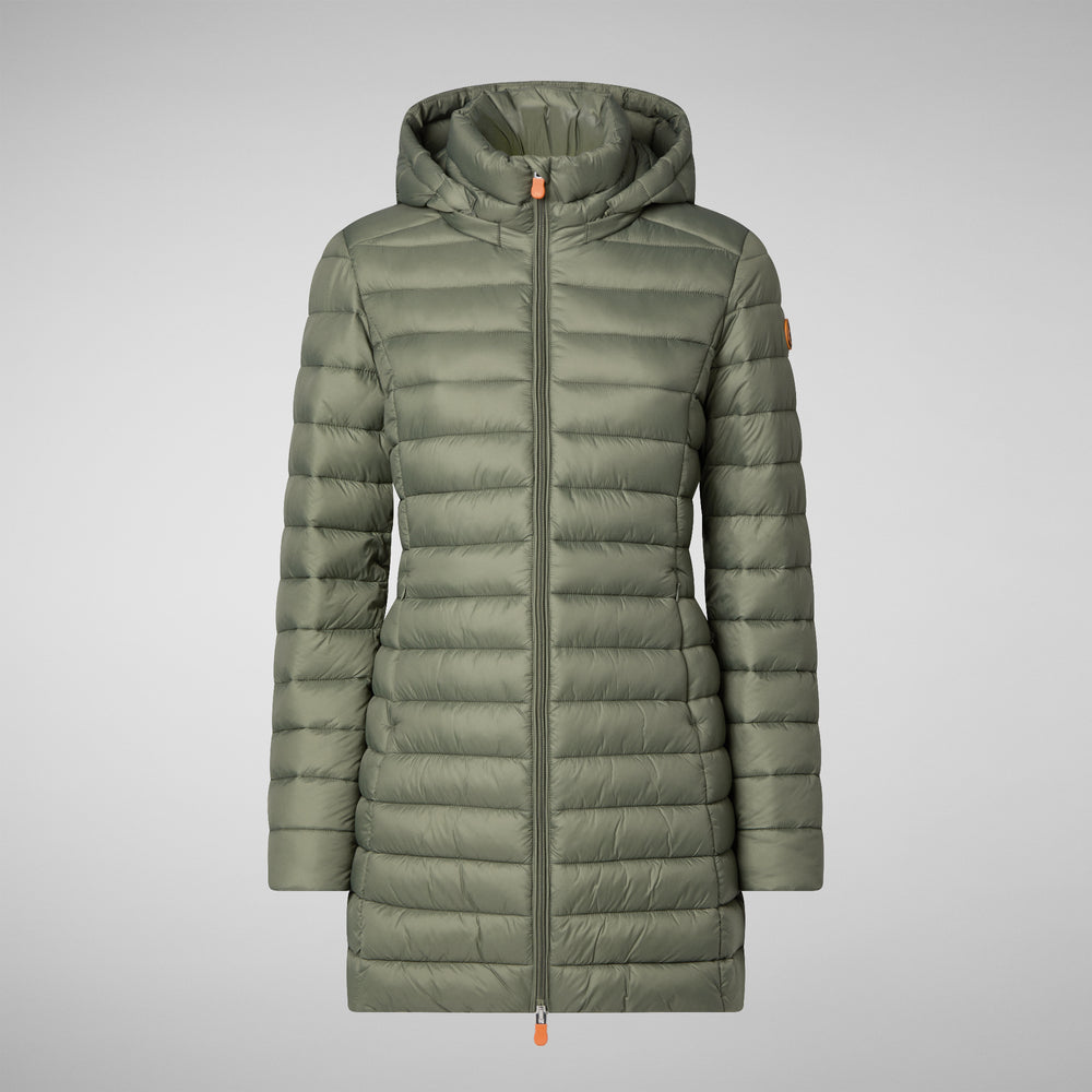 Save the duck PIUMINO ANIMAL FREE CON CAPPUCCIO DONNA CAROL VERDE PALUDE Italy