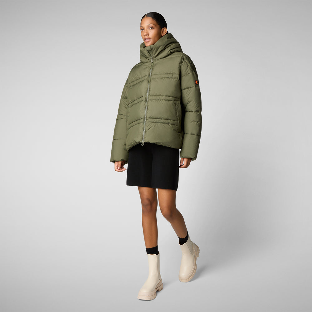 Save the duck PIUMINO ANIMAL FREE CON CAPPUCCIO DONNA KERI VERDE FORESTA