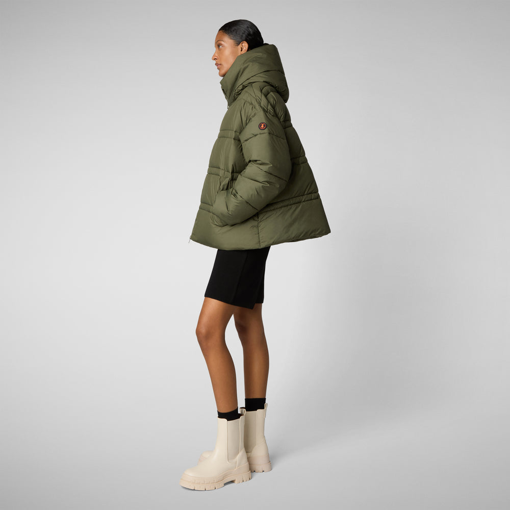 Save the duck PIUMINO ANIMAL FREE CON CAPPUCCIO DONNA KERI VERDE FORESTA In Linea