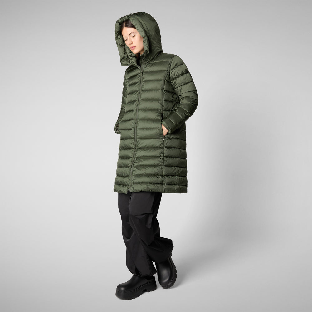 Save the duck PIUMINO ANIMAL FREE CON CAPPUCCIO DONNA SAFFRON VERDE TIMO Enormi risparmi