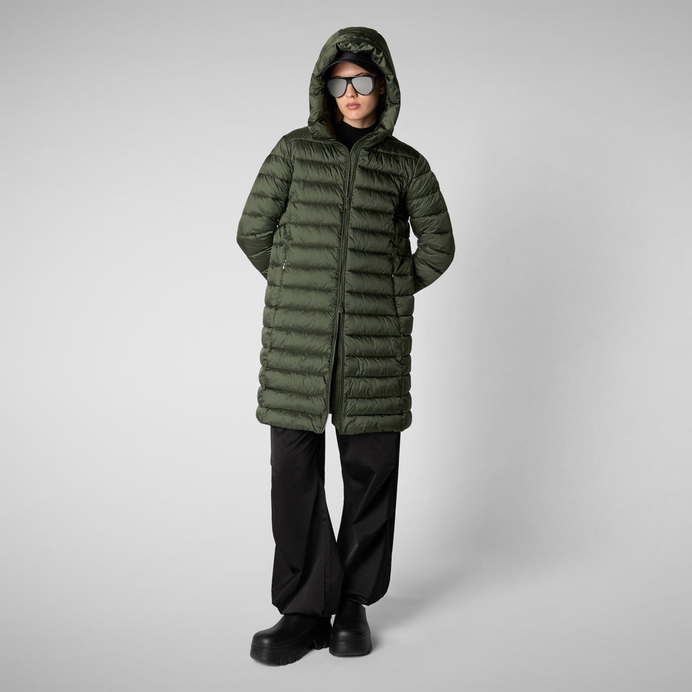 Save the duck PIUMINO ANIMAL FREE CON CAPPUCCIO DONNA SAFFRON VERDE TIMO Enormi risparmi