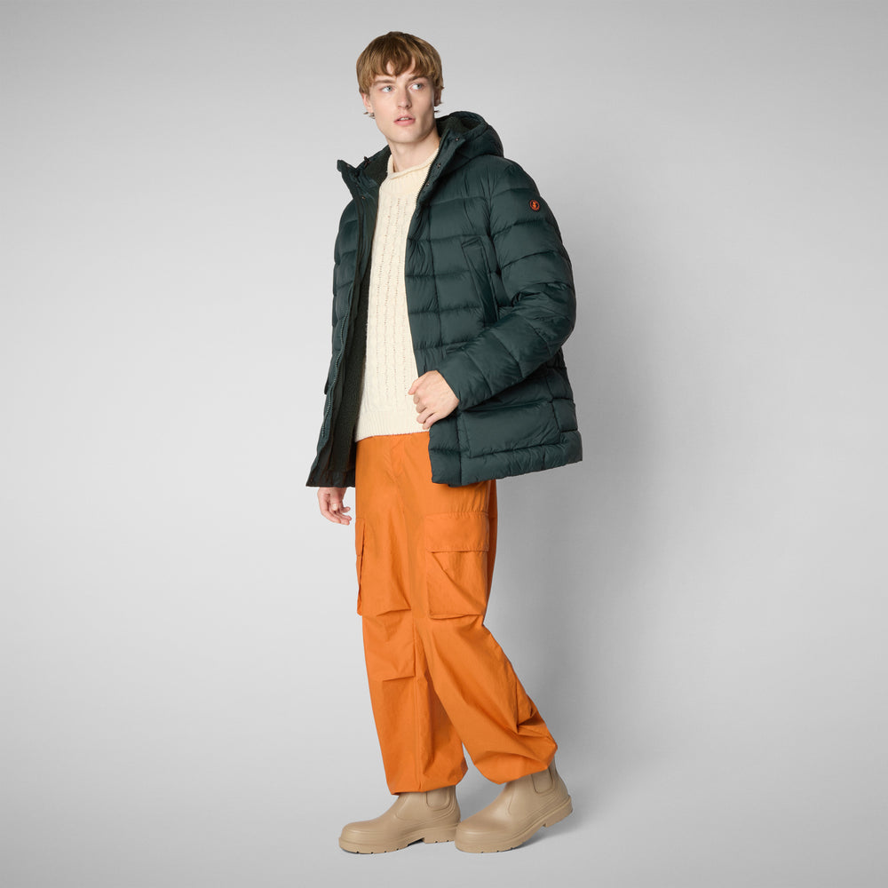 Save the duck PIUMINO ANIMAL FREE CON CAPPUCCIO UOMO LYLE VERDE NERO Prezzo Ridotto