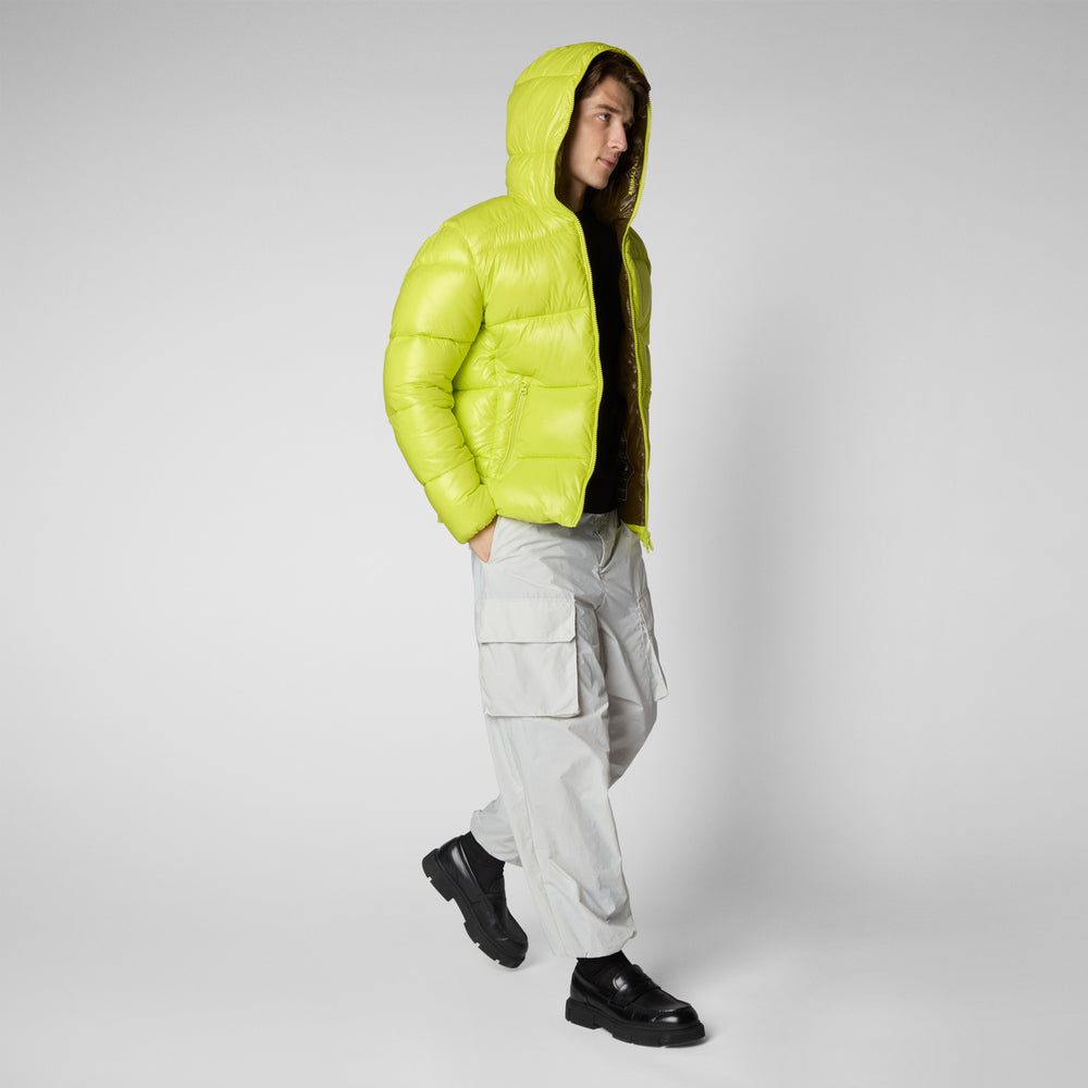 Save the duck PIUMINO ANIMAL FREE CON CAPPUCCIO UOMO EDGARD VERDE LIME Economico