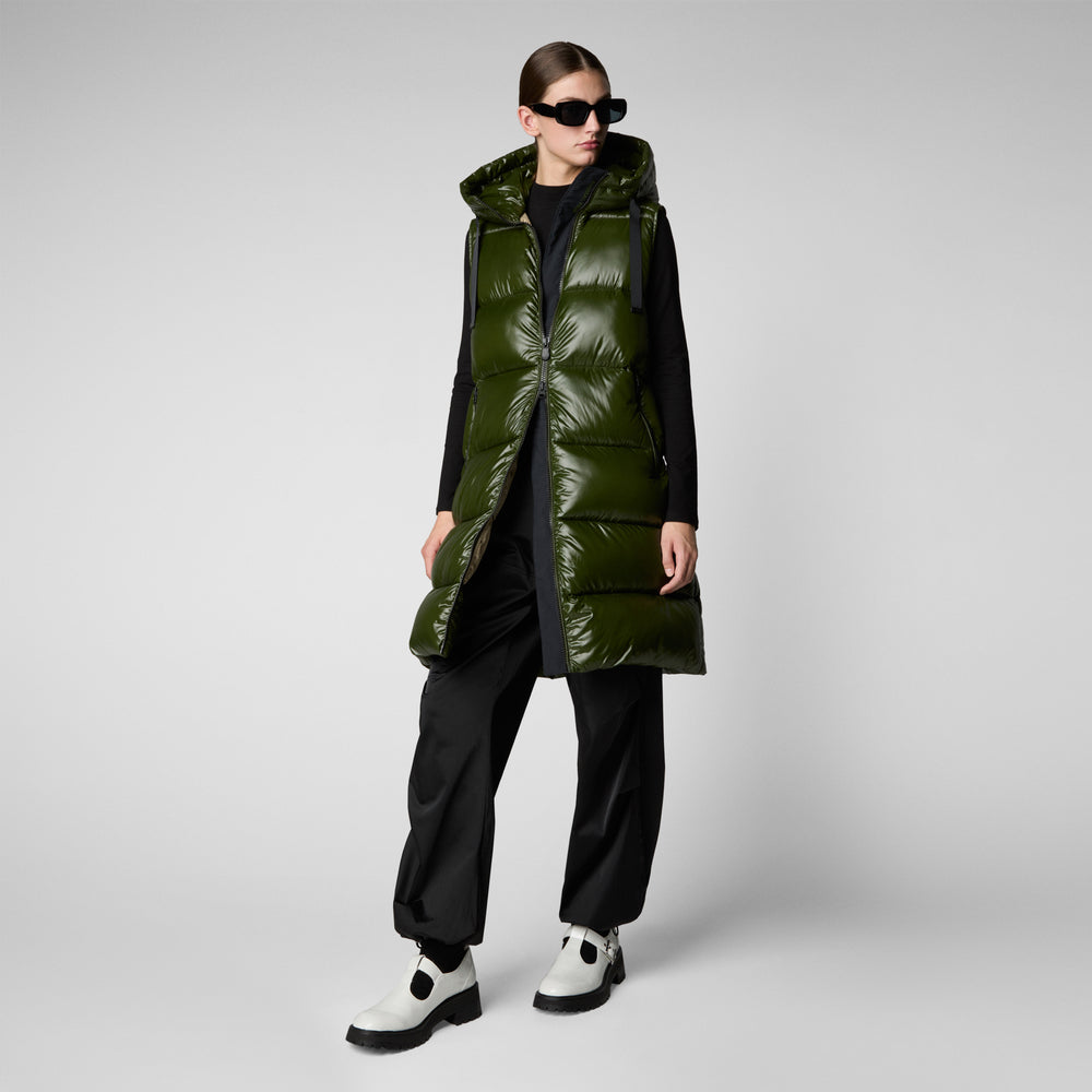 Save the duck GILET CON CAPPUCCIO DONNA IRIA VERDE BOSCO Vendite Flash
