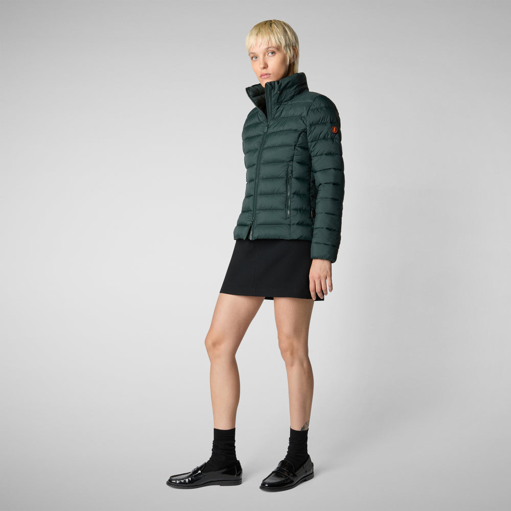 Save the duck PIUMINO ANIMAL FREE CON CAPPUCCIO DONNA AMELIE VERDE NERO 2025
