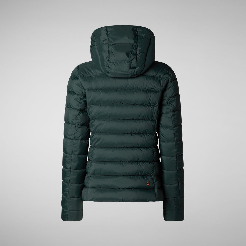 Save the duck PIUMINO ANIMAL FREE CON CAPPUCCIO DONNA AMELIE VERDE NERO 2025