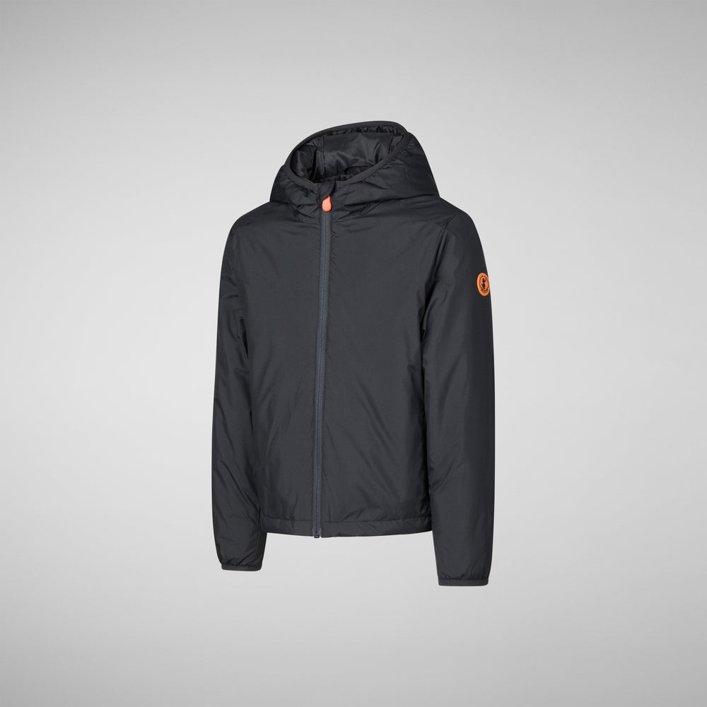 Save the duck GIACCA CON CAPPUCCIO BAMBINO GARETH BLU NERO Nuovo