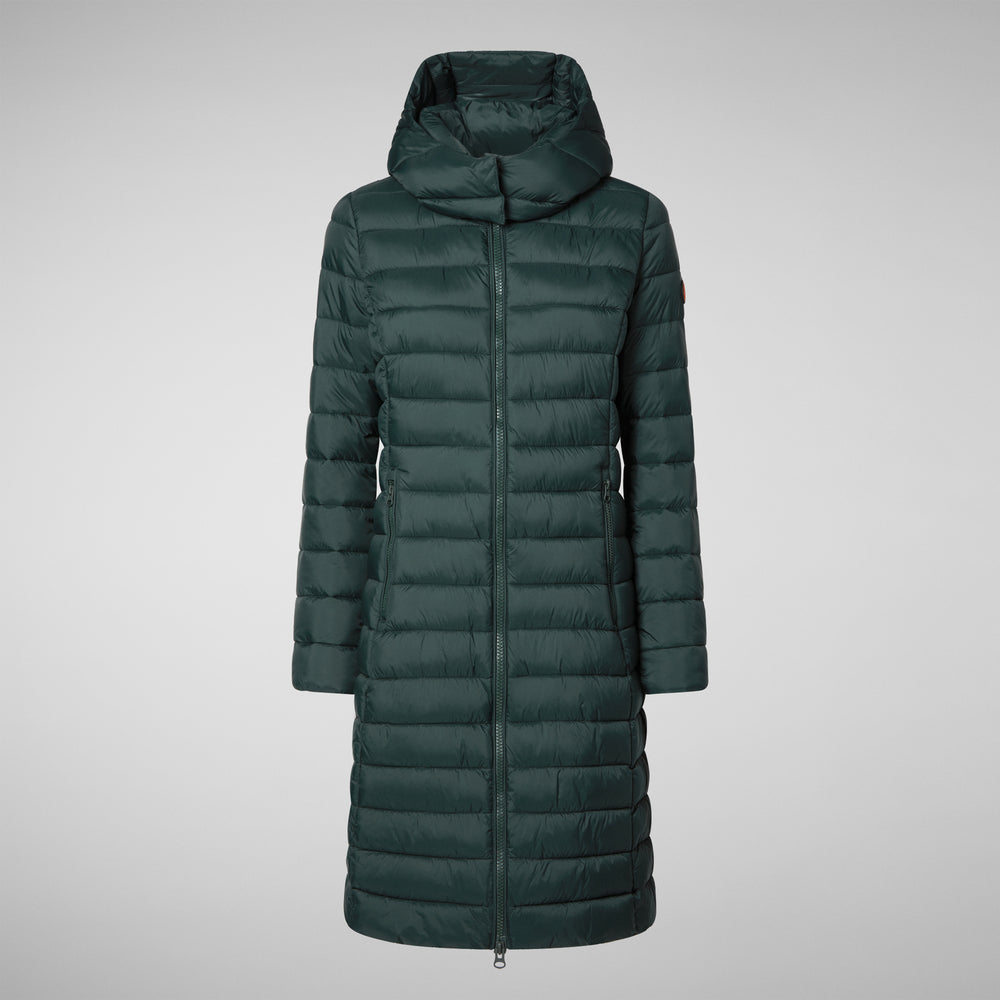 Save the duck PIUMINO ANIMAL FREE CON CAPPUCCIO DONNA EILEEN VERDE NERO Vendita Calda
