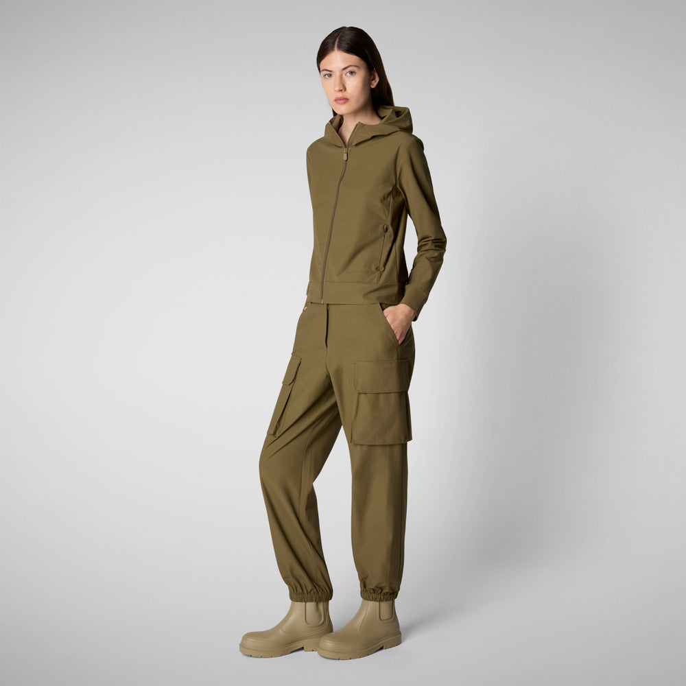 Save the duck FELPA CON CAPPUCCIO DONNA PEAR VERDE MUSCHIO Nuova
