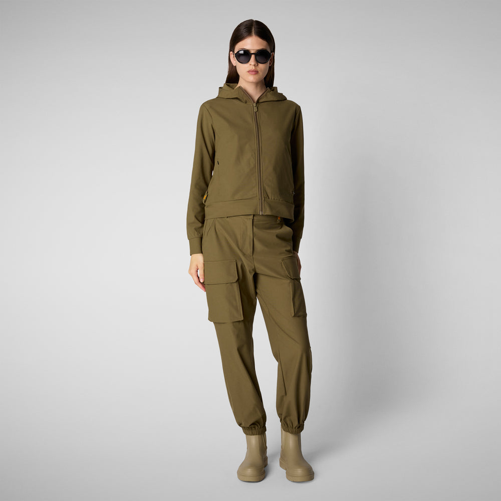Save the duck FELPA CON CAPPUCCIO DONNA PEAR VERDE MUSCHIO Nuova
