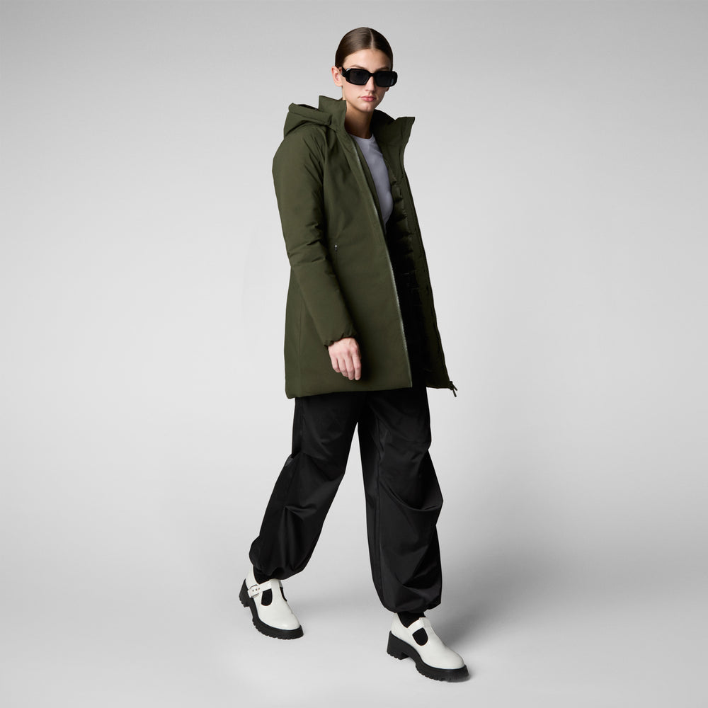 Save the duck PARKA DONNA CON CAPPUCCIO RACHEL VERDE TERRA 2025
