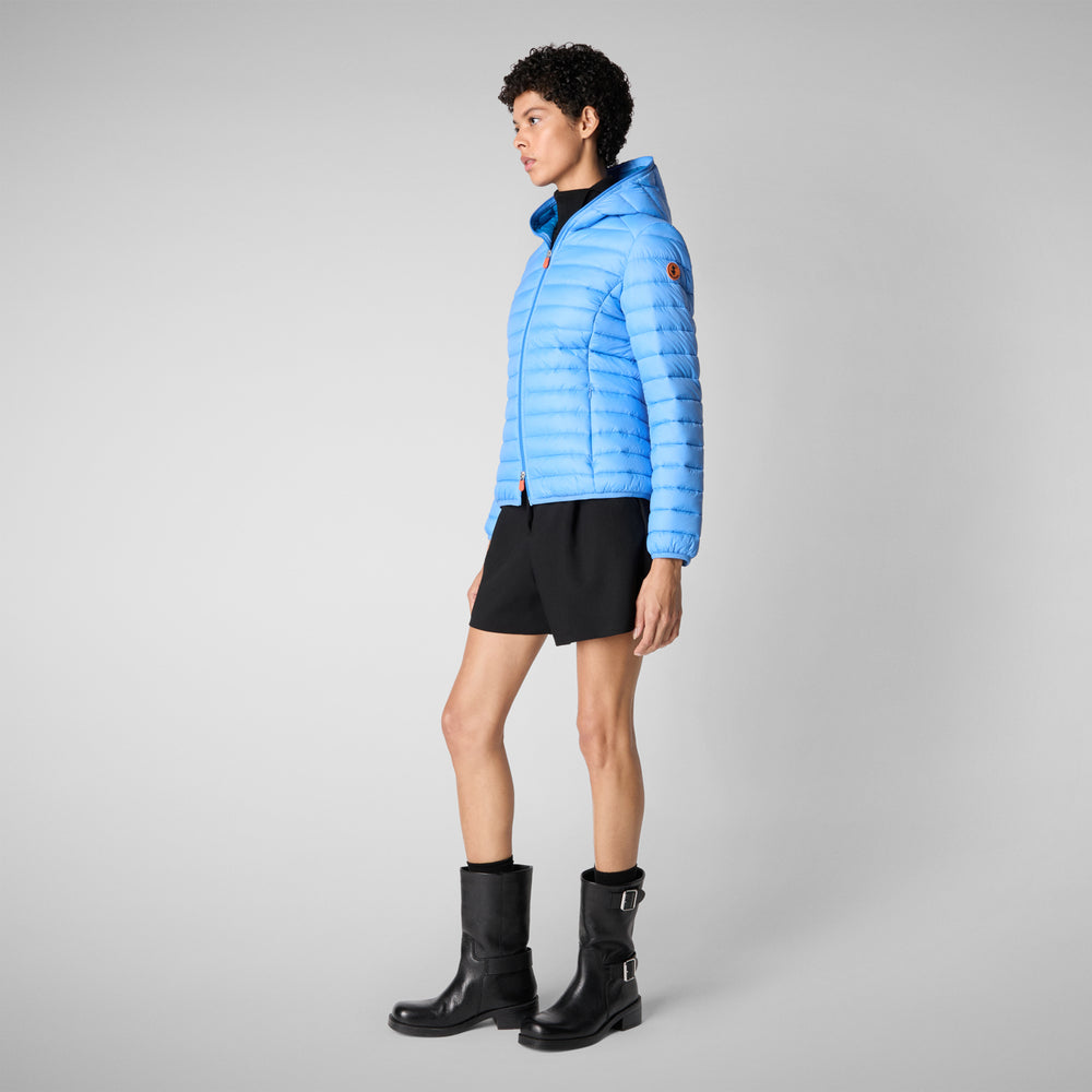 Save the duck PIUMINO ANIMAL FREE CON CAPPUCCIO DONNA DAISY BLU CERULEO Consegna Veloce