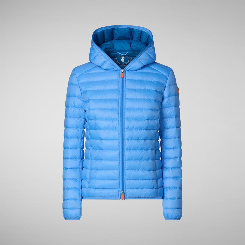 Save the duck PIUMINO ANIMAL FREE CON CAPPUCCIO DONNA DAISY BLU CERULEO Consegna Veloce