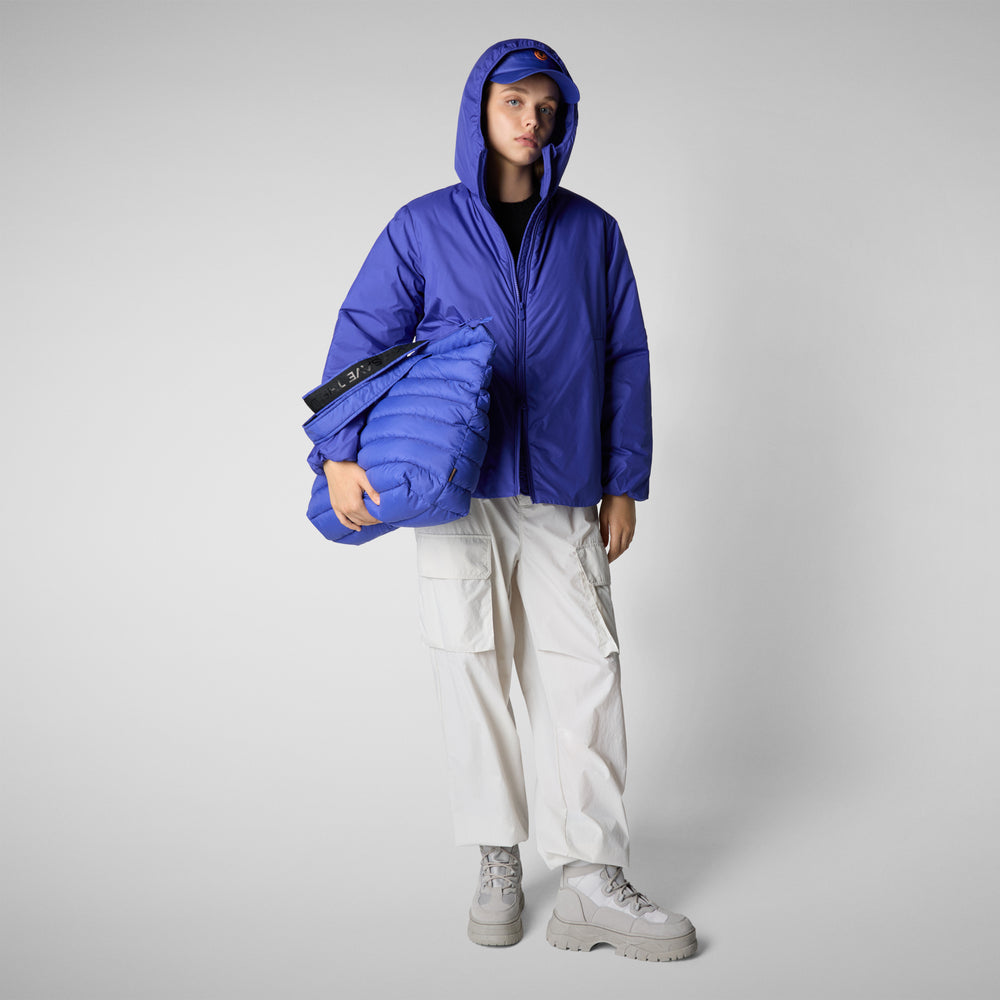 Save the duck CAPPOTTO CON CAPPUCCIO NIAZ BLU GENZIANA Affare Del Giorno