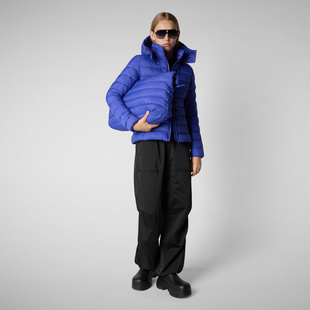 Save the duck PIUMINO ANIMAL FREE CON CAPPUCCIO DONNA AMELIE BLU GENZIANA Prezzo Ridotto