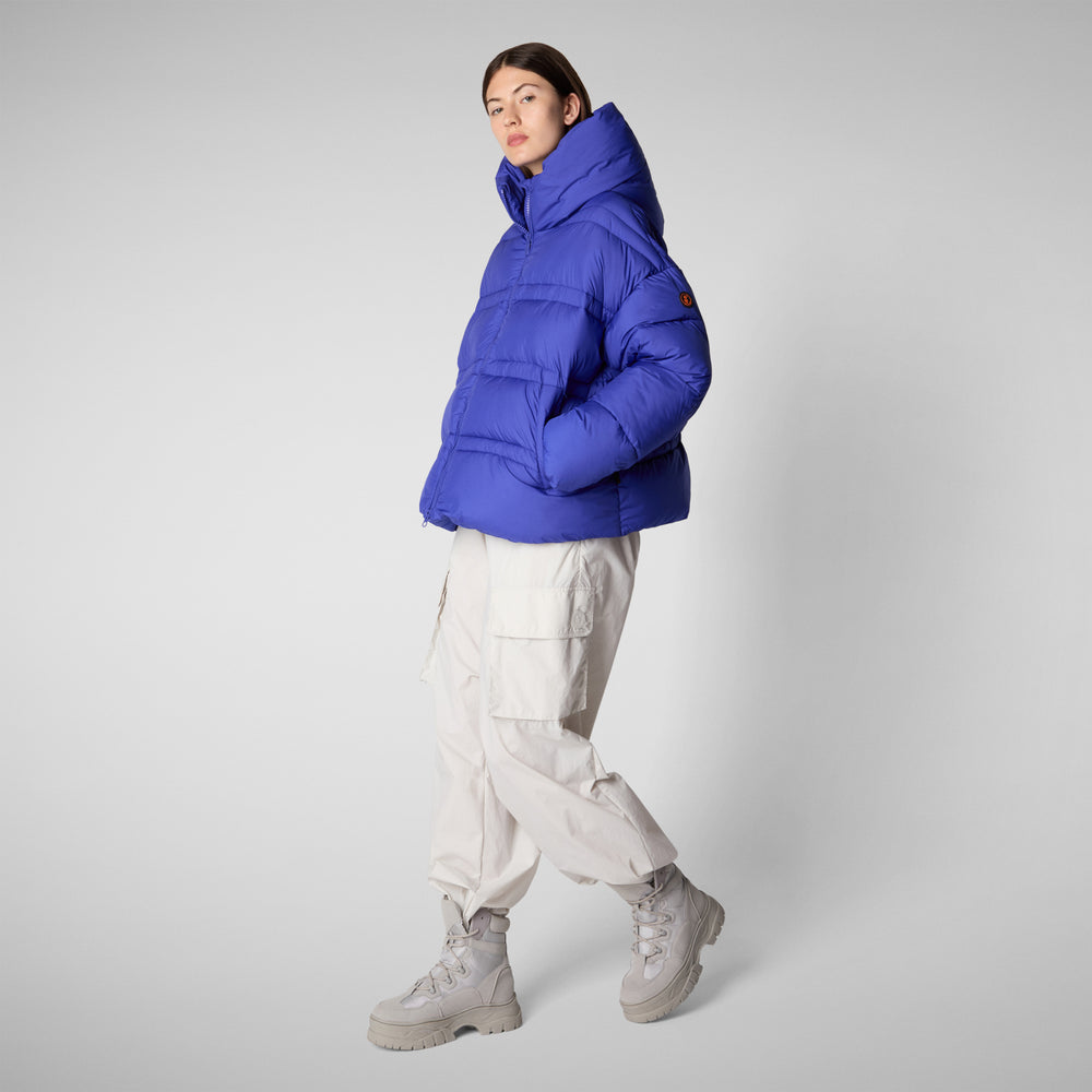 Save the duck PIUMINO ANIMAL FREE CON CAPPUCCIO DONNA KERI BLU GENZIANA Sottocosto
