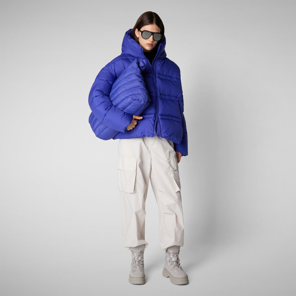 Save the duck PIUMINO ANIMAL FREE CON CAPPUCCIO DONNA KERI BLU GENZIANA Sottocosto