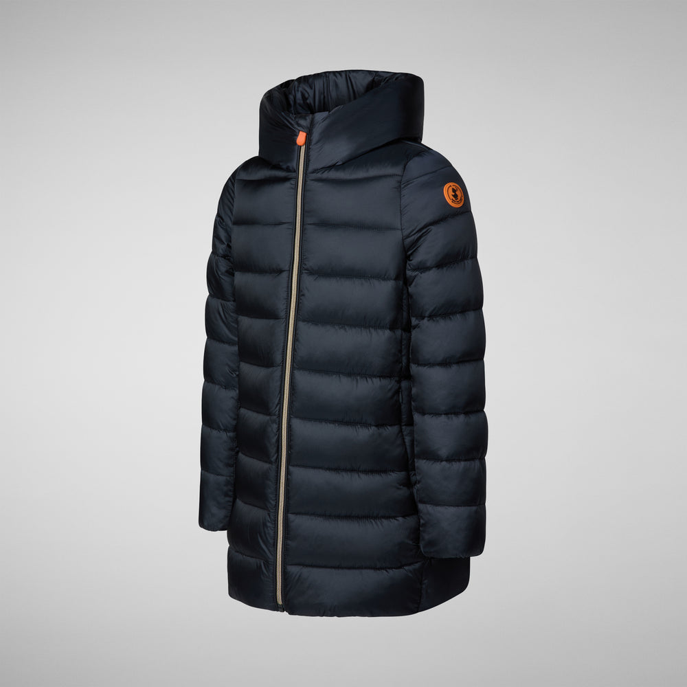 Save the duck PIUMINO ANIMAL FREE CON CAPPUCCIO BAMBINA ORIANA BLU NERO Vendita Economica