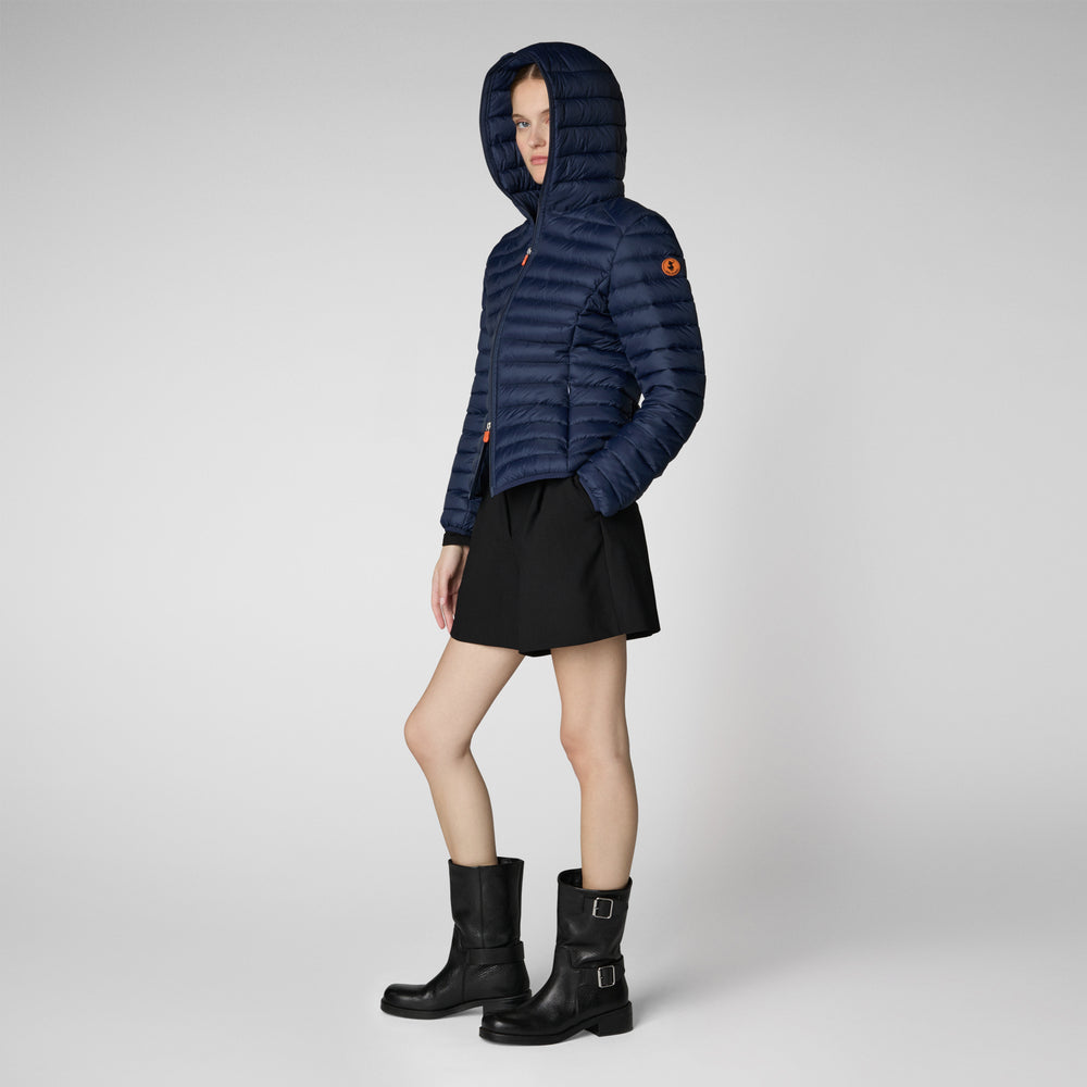 Save the duck Piumino animal free con cappuccio donna Daisy blu navy Qualità