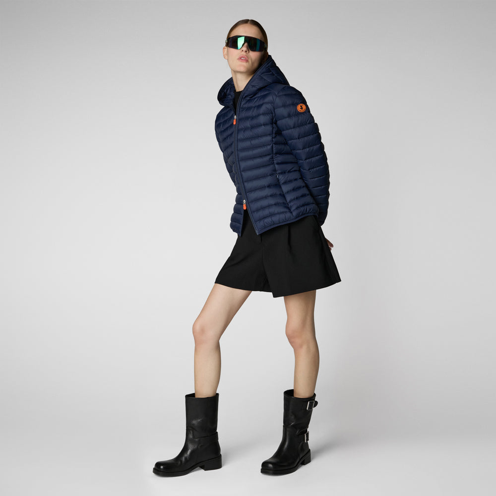 Save the duck Piumino animal free con cappuccio donna Daisy blu navy Qualità