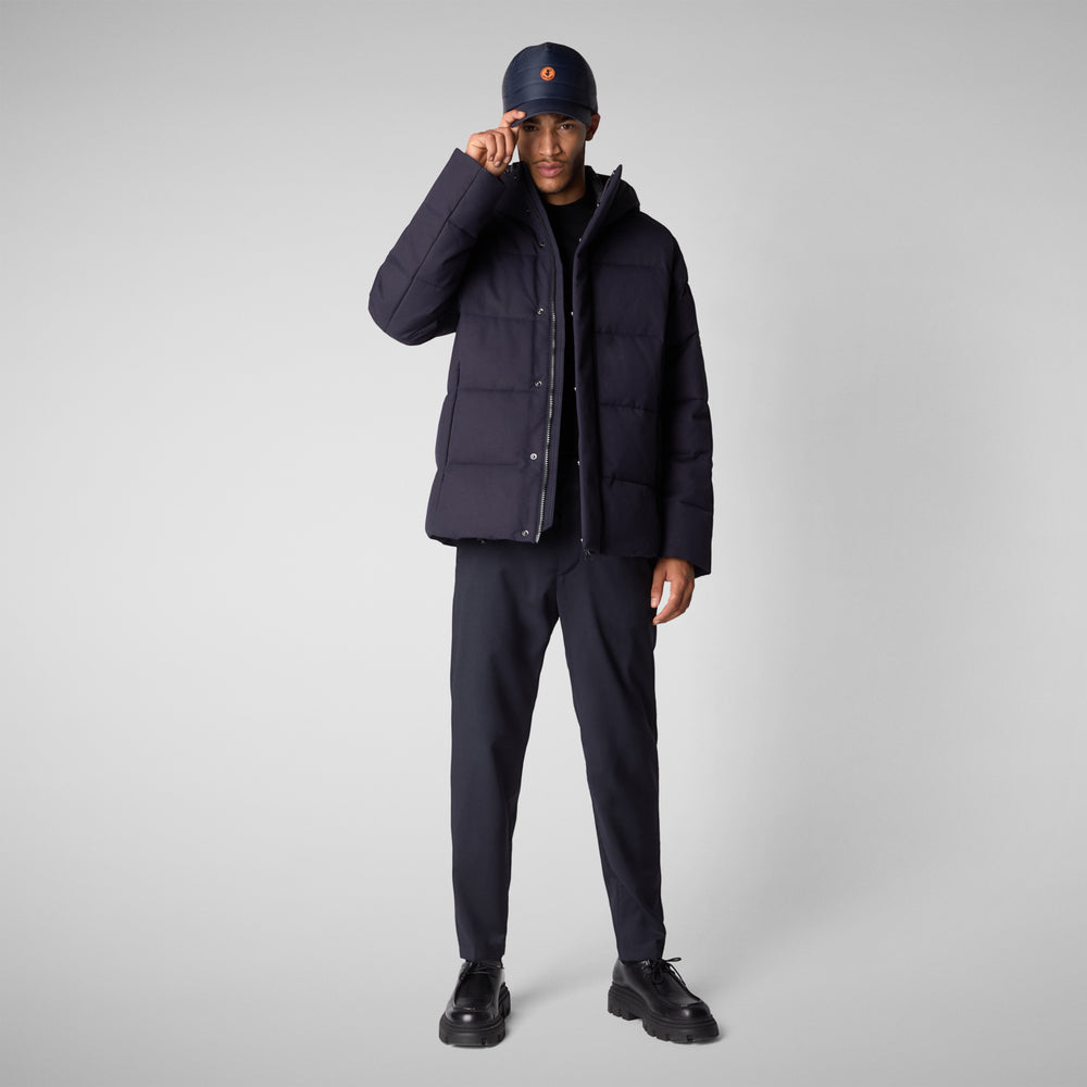 Save the duck PIUMINO ANIMAL FREE CON CAPPUCCIO UOMO FINNIAN BLU NERO Promozione Limitata