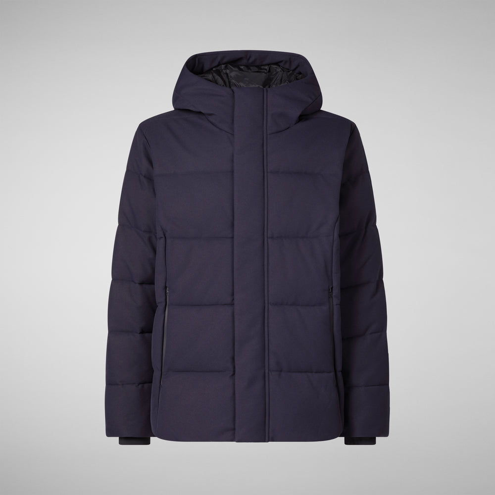 Save the duck PIUMINO ANIMAL FREE CON CAPPUCCIO UOMO FINNIAN BLU NERO Promozione Limitata