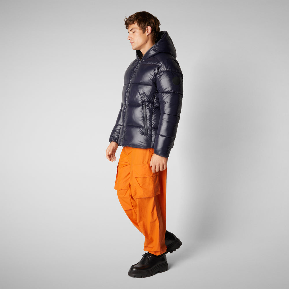 Save the duck PIUMINO ANIMAL FREE CON CAPPUCCIO UOMO EDGARD BLU NERO Fino Al -60%