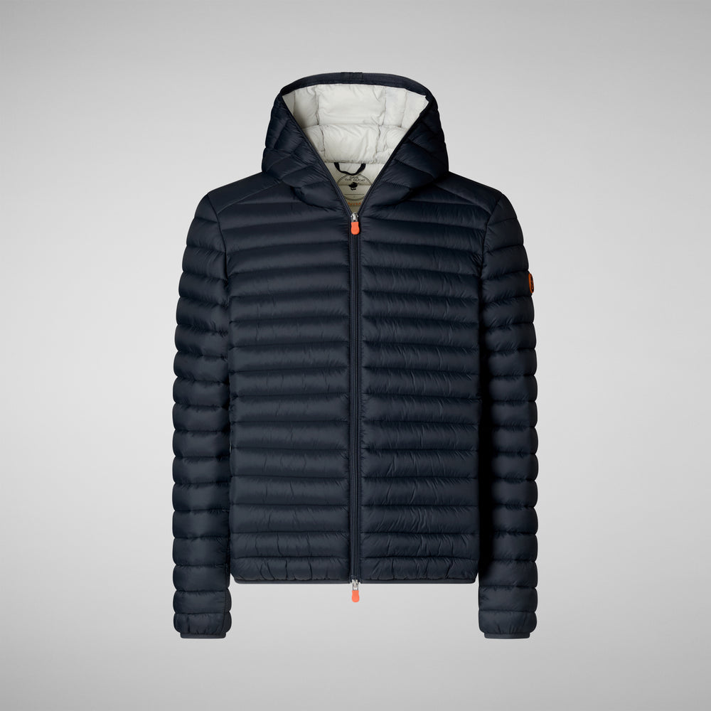 Save the duck PIUMINO ANIMAL FREE CON CAPPUCCIO UOMO DONALD GRIGIO NERO Sottocosto