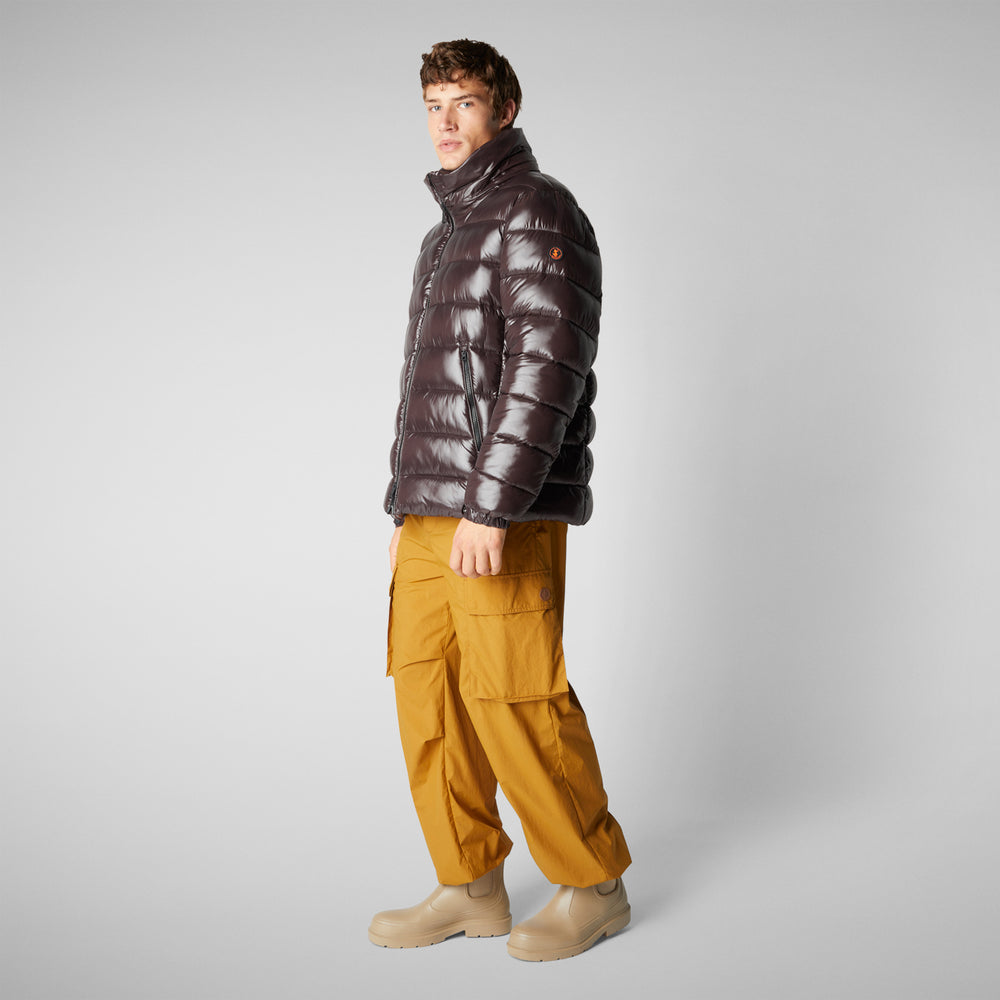 Save the duck PIUMINO ANIMAL FREE CON CAPPUCCIO UOMO FLORIAN MARRONE NERO Sconto